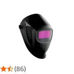 Czarna maska spawalnicza Speedglas 9000 z fioletowym wizjerem, gotowa do ochrony podczas pracy.