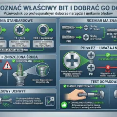 Rodzaje śrubokrętów: Phillips, Pozidriv, Torx, sześciokąt. Poradnik doboru bitów do śrub, unikanie błędów i dopasowanie.