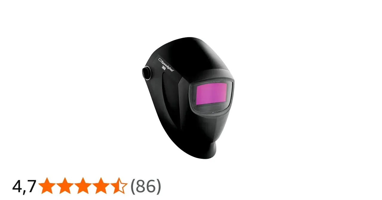Czarna maska spawalnicza Speedglas 9000 z fioletowym wizjerem, gotowa do ochrony podczas pracy.